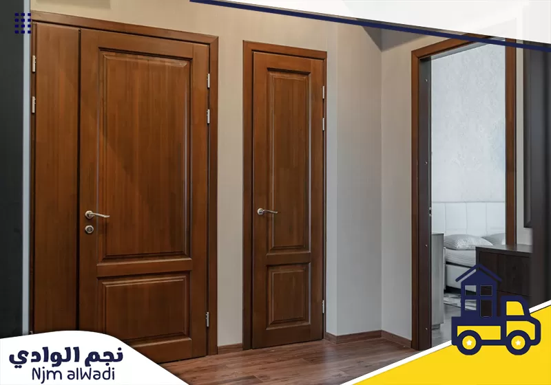 تركيب أبواب خشبية جديدة بالرياض | شركة نجم الوادي | 01009716557 أبواب خشبية داخلية بتصميم أنيق توضح جودة التشطيب والتنفيذ ضمن خدمات صيانة وتجديد الأبواب.